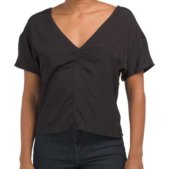 NWT MADEWELL Ruth Floral Jacquard Top Size 4 TRUE BLACK Side Zip Nice Sleeves - Picture 2 of 14